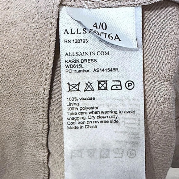 ALLSAINTS Karin Mini Slip Dress Size 0, cream-retail $189. Like new - Picture 8 of 9